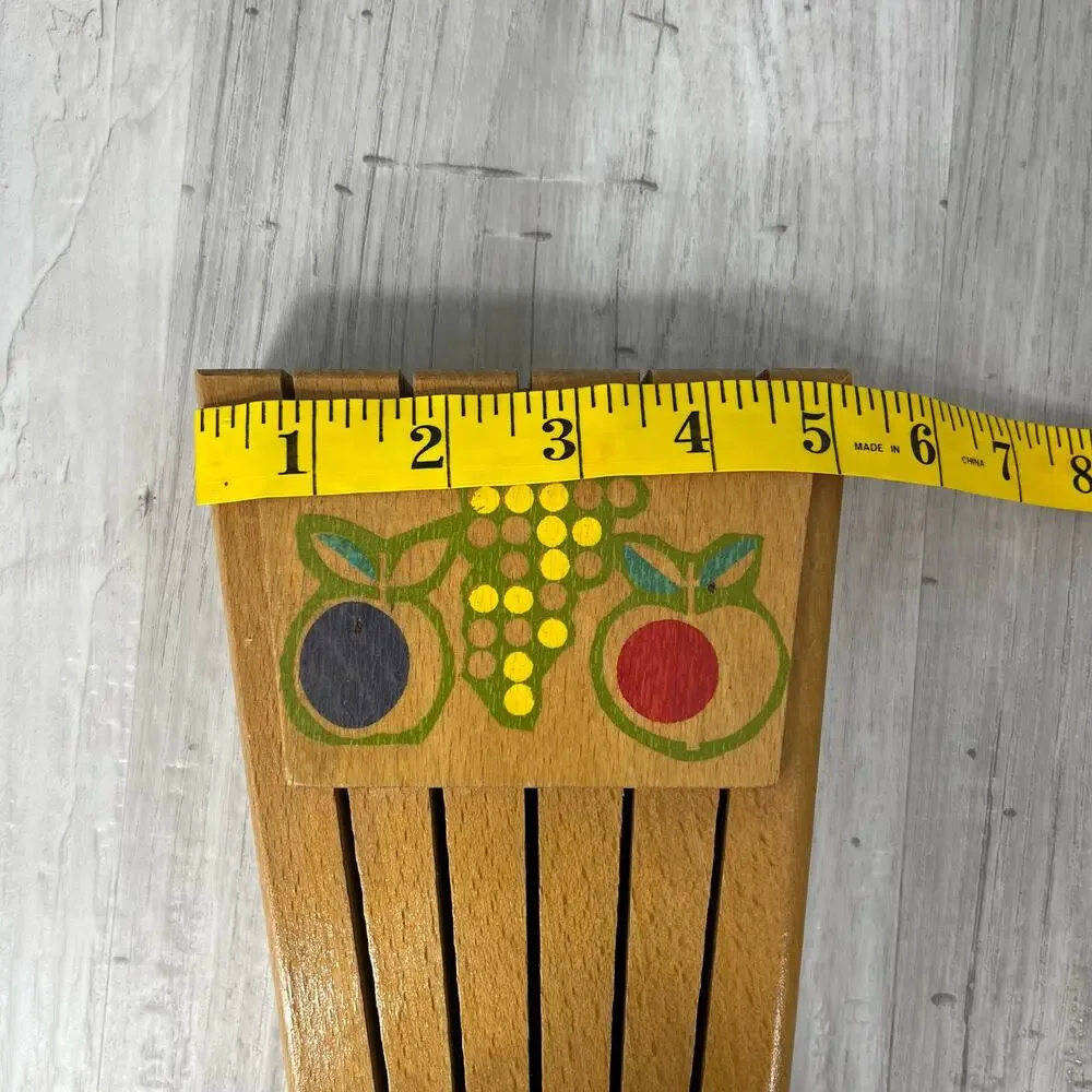 Vintage Hardwood Knife Holder Fruit Wooden Block Wall Mount